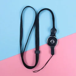 Adjustable Lanyard Strap with Detachable Phone Safety Tether (Black)