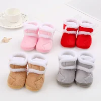 Winter Snow Baby Boots Cute Bear Warm Fluff Balls Indoor Soft Sole Infant Newborn Toddler Baby Shoes 0-18M 2