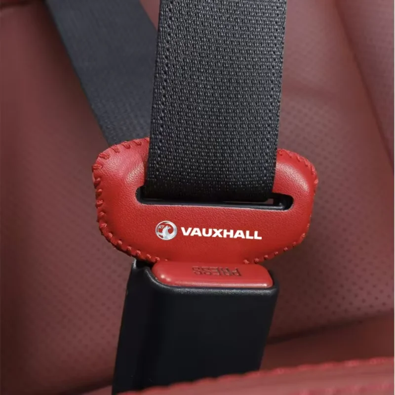 2pcs PU Leather Car Seat Belt Buckle Clip Cover Protector Anti-Scratch Case For VAUXHALL