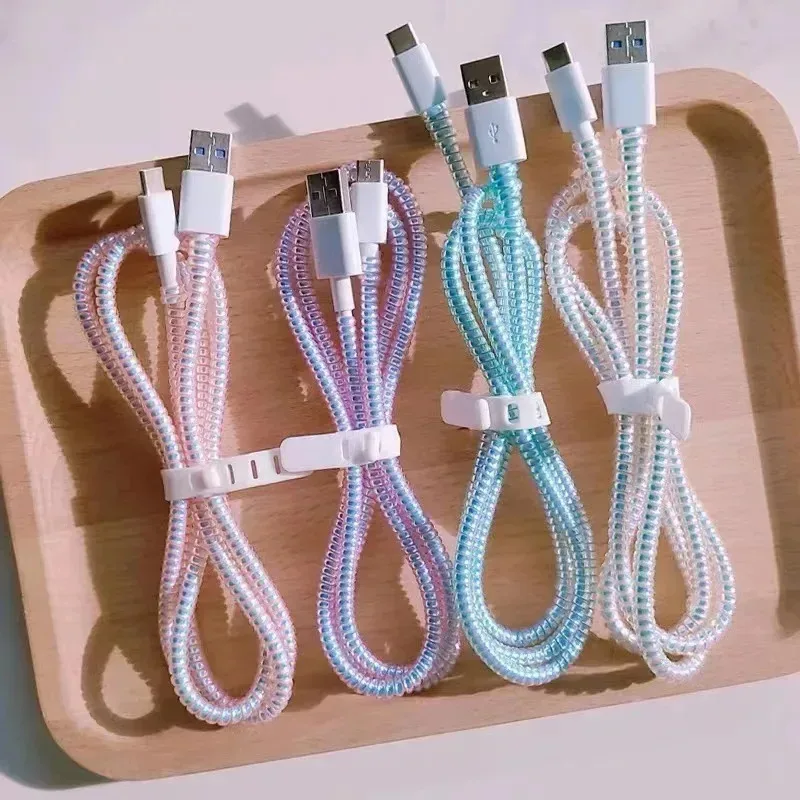Durable Spiral Cable Protectors - Universal Charger Cord Saver Sleeve