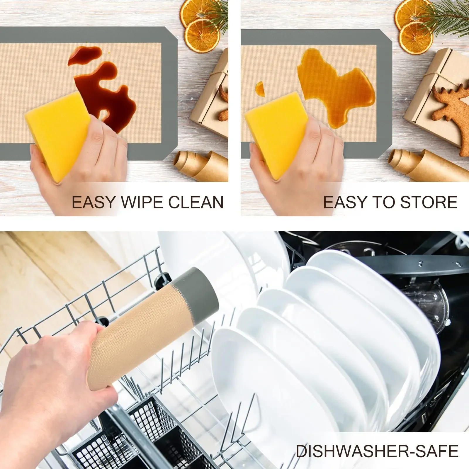 Set of 3 30x40cm/20cm Silicone Baking Mat Non-Stick Large Reusable Bakeware Sheet Liner For Cookie/Bread/Macaroon Kitchen Tool