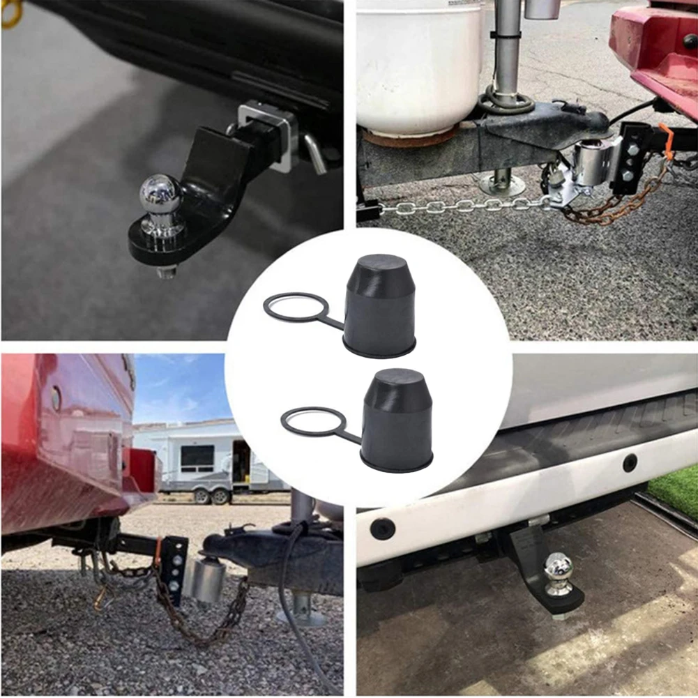 Universal Trailer Hitch Ball Tow Bar Cover Protection Cap Plastic Hook Ball Shape Towing Hitch Caravan Truck 2Pcs trailer ball cover trailer hitch cover tow bar ball cover