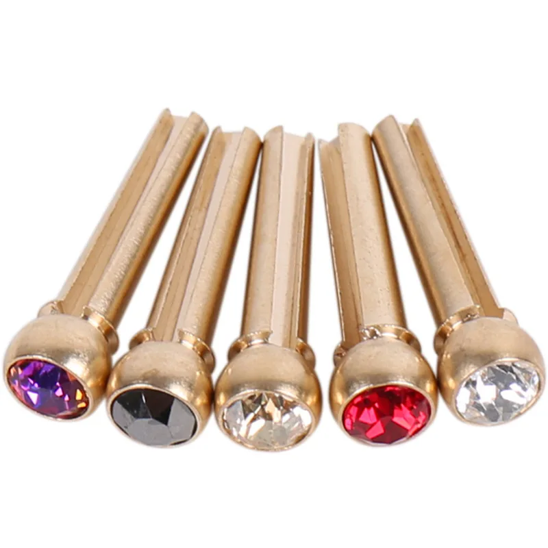 6pcs With Box Guitar Strings Nail Acoustic Guitar Bridge Pins Brass Guitar Strings Fixed Cone String Pins String Nails guitarra
