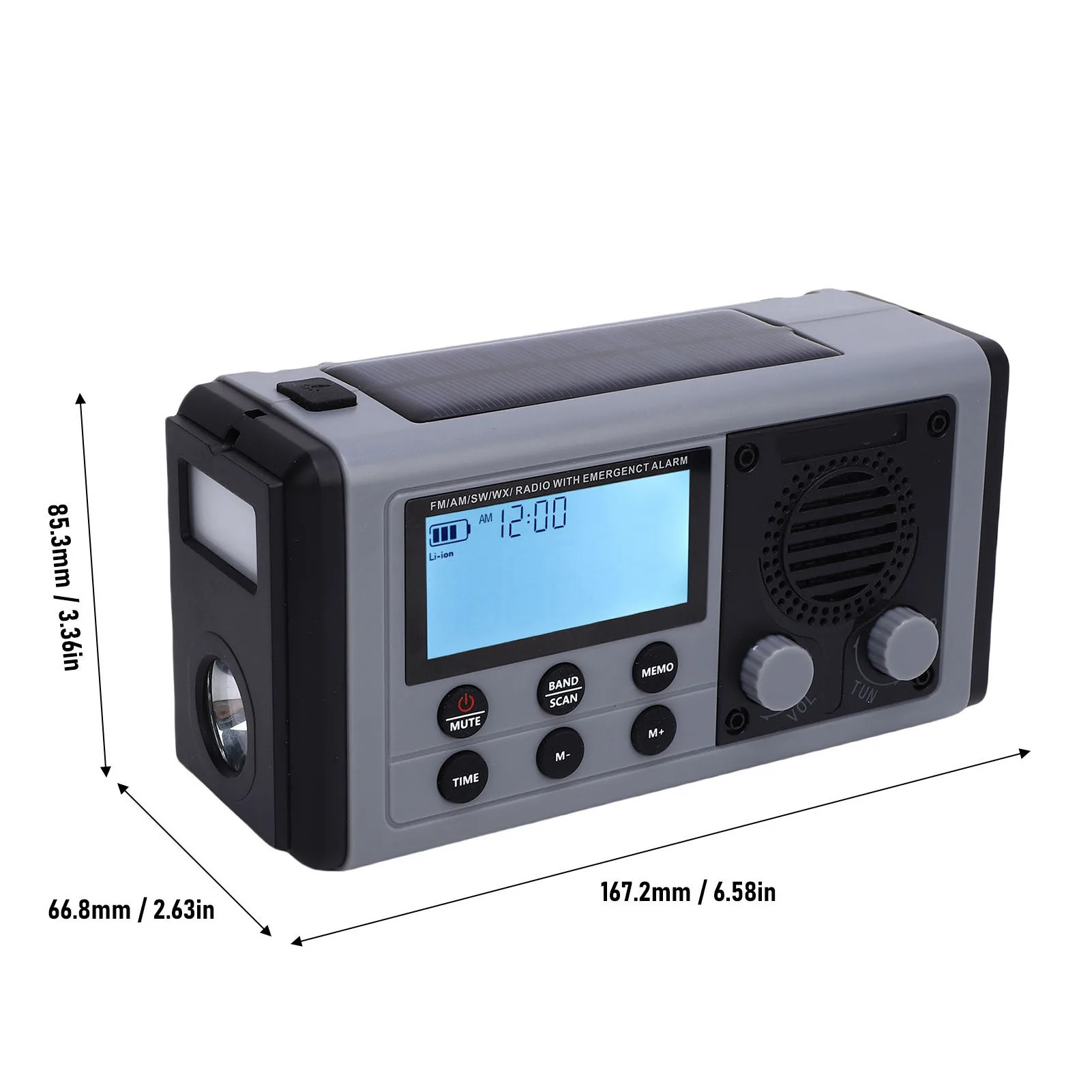 Emergency Full Band Radio Emergency Full Band Radio IPX6 Water Proof COG LCD Display Full Band Portable Solar Radio