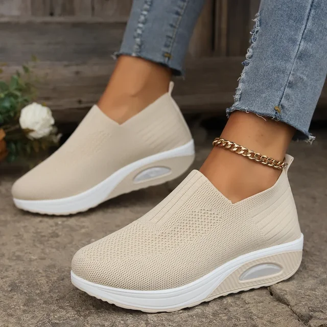 2024 Women Walking Shoes Air Cushion Non Slip Orthopedic Shoes Ladies Platform Mules Breathable Wedge Female Sneakers 3