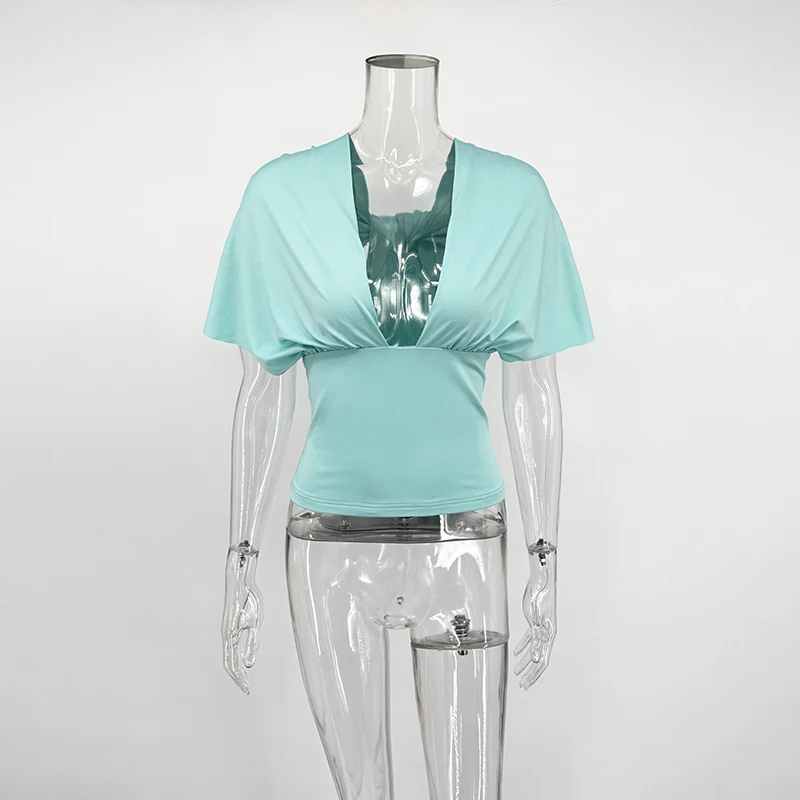 ตัวเลือกสินค้า เสื้อกล้าม Y2K ทรงฮอลเตอร์ คอวี แฟชั่นปาร์ตี้