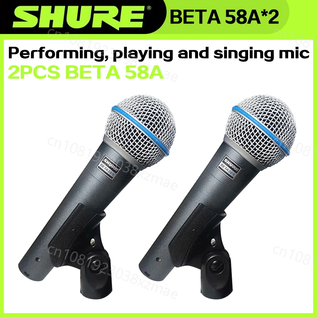 Original Shure BETA 58A Vocal Microphone Dynamic Microphone Home KTV Live Stage Performance 2PCS vocal microphone