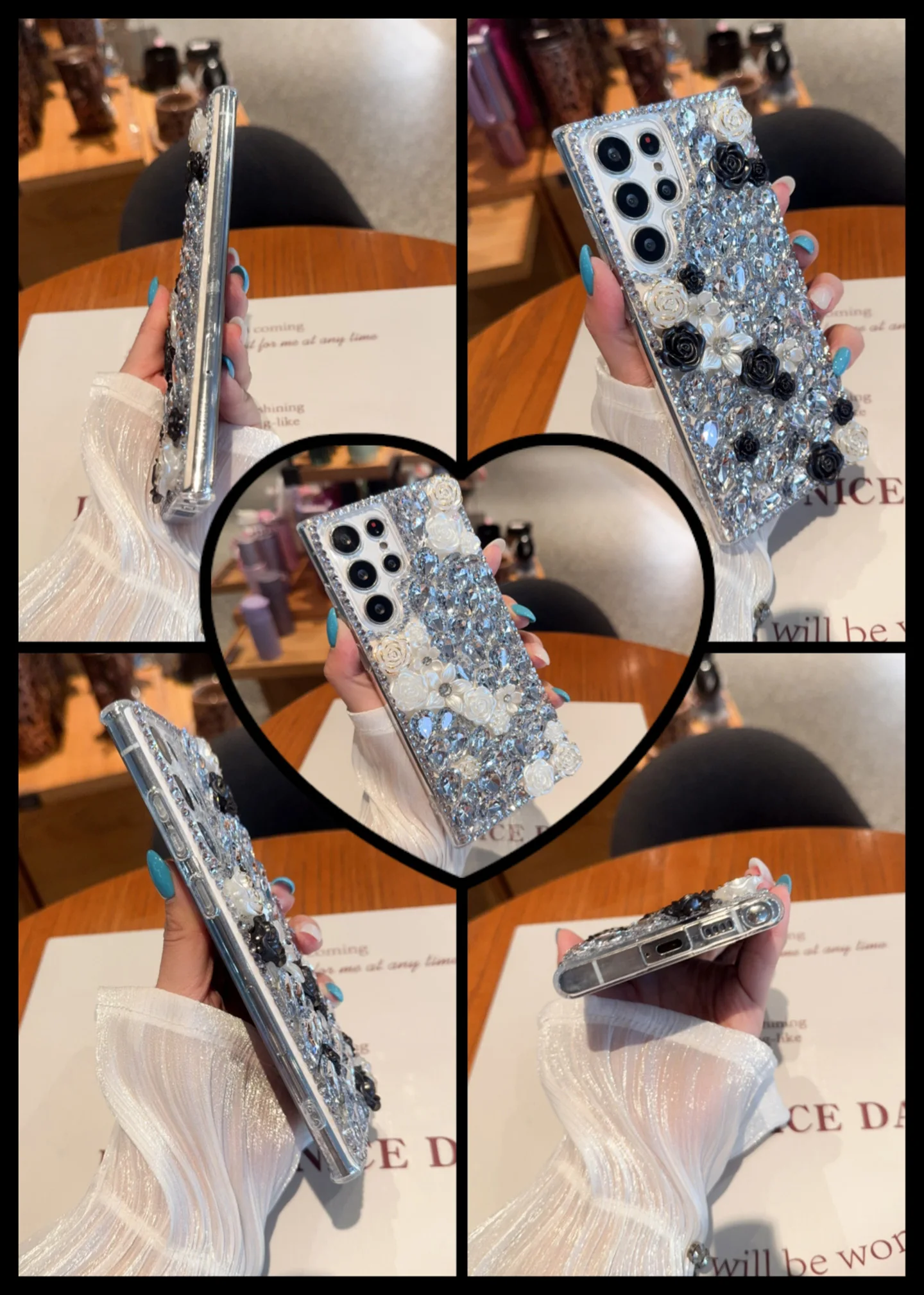 Luxury Bling Diamond Flower Shockproof Phone Case - Elegant Protective Cover