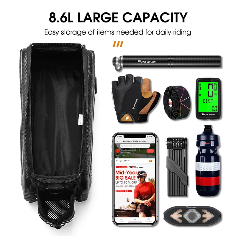 1 borsa organizer per bicicletta, borsa per anubrio, adattatore per