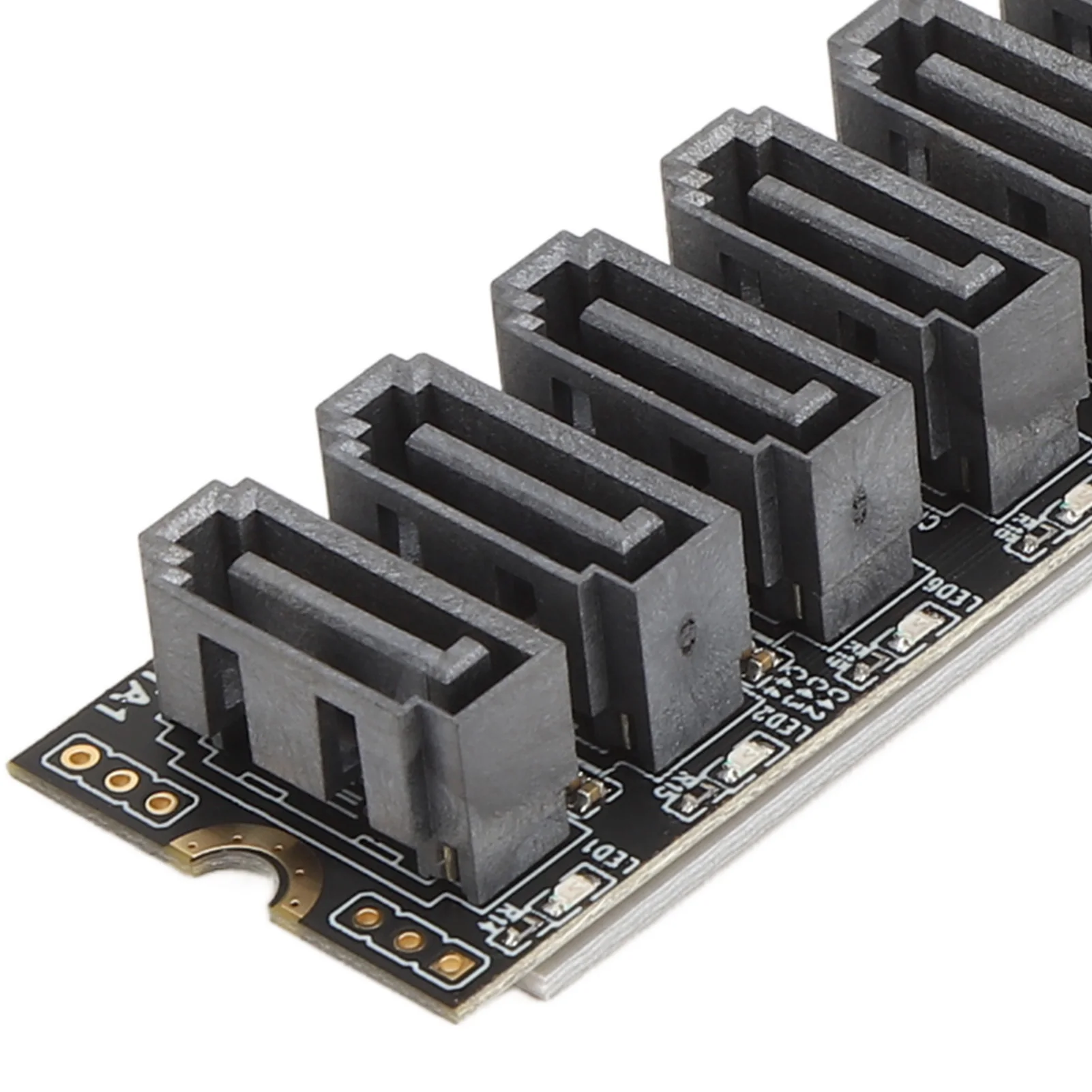 M.2 to SATA3.0 Adapter Card 6Gbps High Speed ASM1166 M.2 PCIE to SATA Expansion Card with Smart Indicator Computer Accessories