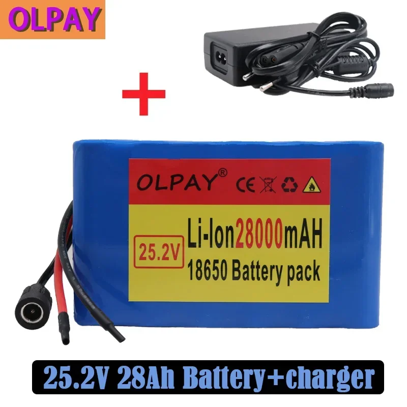 

Large-Capacity Battery Pack 6S6P 24V 28AH 25.2V E-Bike Scooter Wheelchair Four-Wheeler 18650 Lithium Battery Pack BMS+ Charger