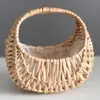 Flower Basket Storage Rattan Woven Basket Wicker Basket Half Moon With Handle Flower Girl Hand Picnic Home Wedding Party Decor 3