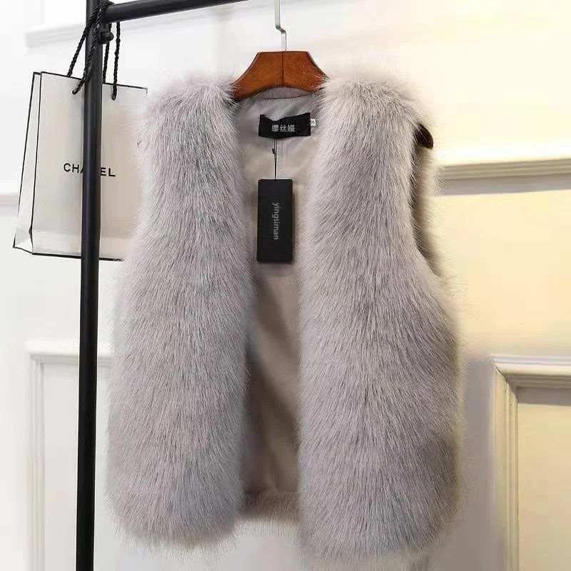 2023 Autumn and Winter New Mink Vest Female Student Korean Edition Fur Coat Female Imitation Fox Shoulder Thick Fur Tank Top WLF
