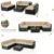 Rattan Wicker Sofa Set, Outdoor Furniture Set with Cushions and Tea Table, Black PE Rattan, 7 PCS #6