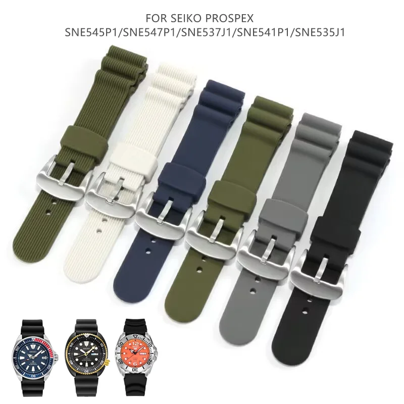 

22mm Silicone watch strap For SEIKO PROSPEX SNE545P1/SNE547P1/SNE537J1/SNE541P1/SNE535J1watchband Waterproof Universal bracelet