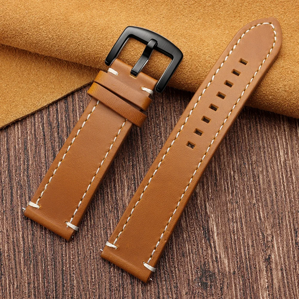 Vintage Stitching Genuine Leather Watchband - Universal Sport Strap with Accessories