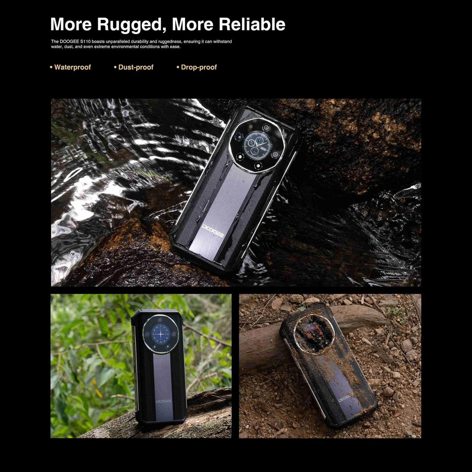 DOOGEE S110 4G Rugged Smartphone Unlocked, MTK G99 Android 13 22GB+256GB  Waterproof Cell Phone, 6.58 FHD+ 120Hz, 10800mAh 66W, 50MP+32MP+24MP Night