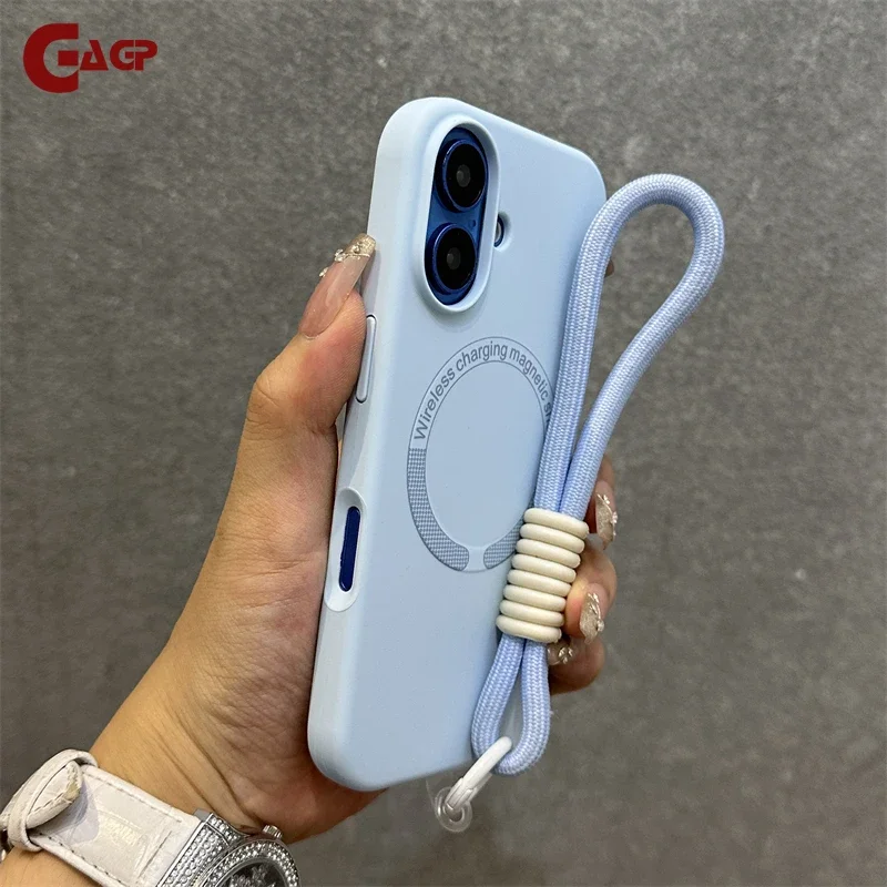 Liquid Silicone Magnetic Lanyard Phone Case with Bracelet - Soft Skin Feel Cover