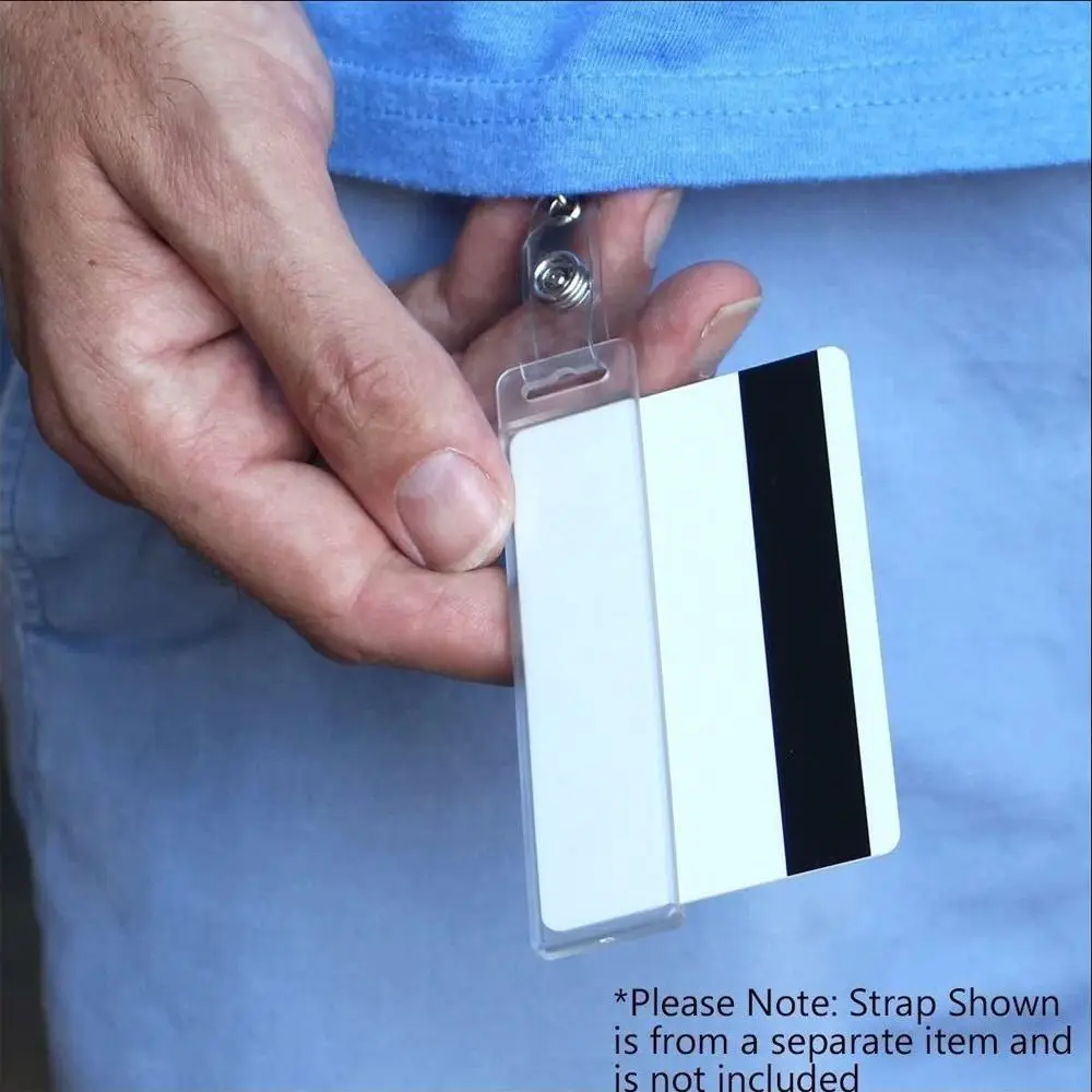 

10pcs Transparent Swipe Badge Holder Accessories Hard Reusable Card Protectors Half Card Passes Protector Sleeve Office