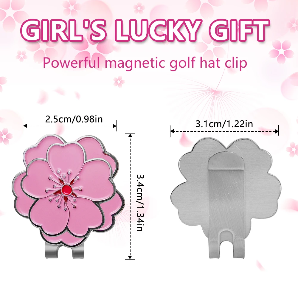 Caiton rose flower golf cap clip with strong magnet anti-rust durable marker securely attaches to hats or belts