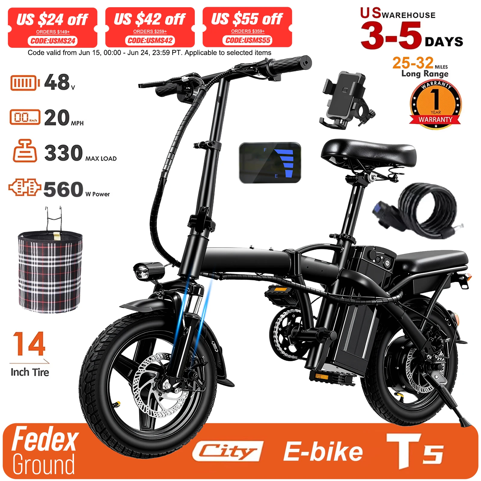 Folding 560W Electric Bike 1