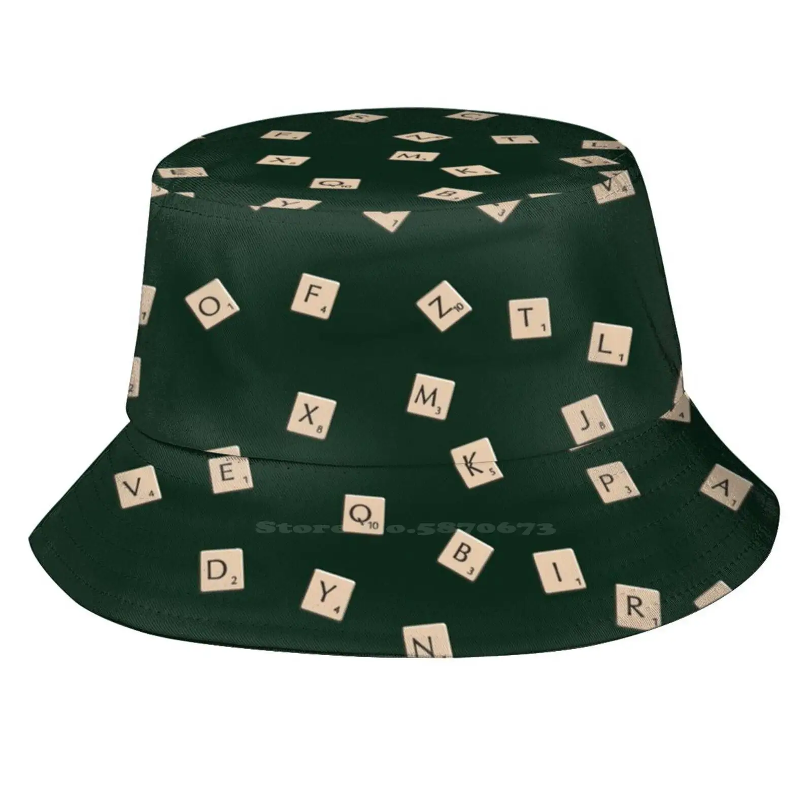 Scrabble Pesca Caccia Arrampicata Berretto Pescatore Cappelli Scrabble Lettere Parole Amici Gioco Divertente Smart Board Scan Pattern Verde