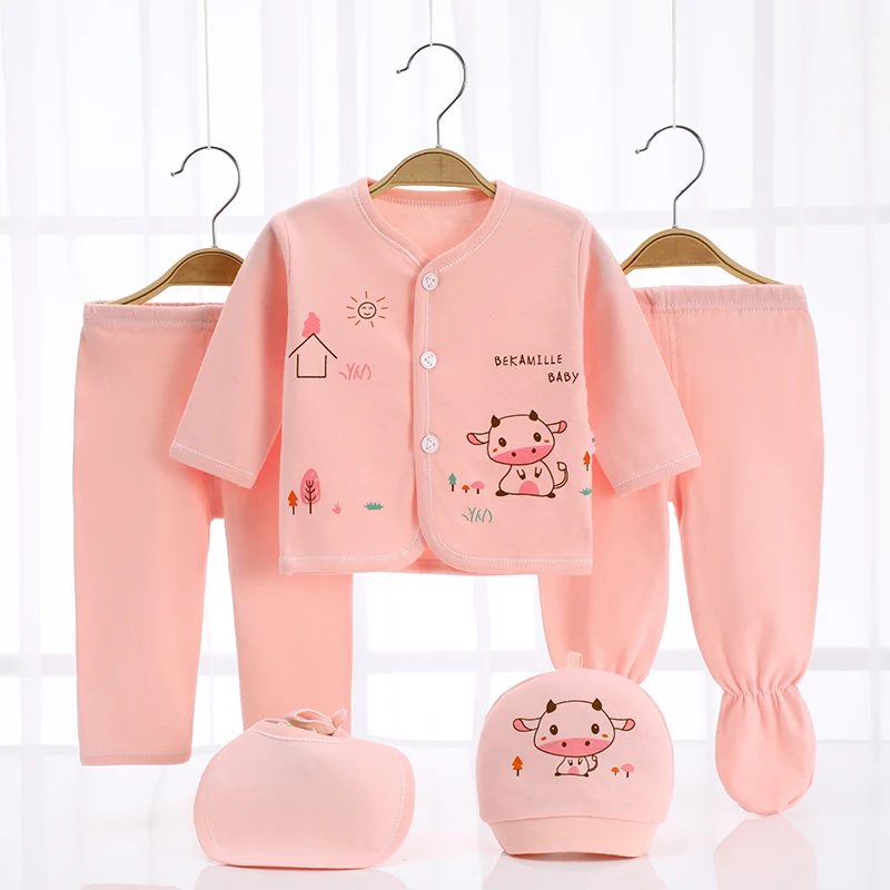 Newborn Infant Baby Suits Boys Girls Clothes Sets tops Pants bibs hats Girl Clothing set for baby girls outfit 5PCS/SET baby clothes mini set Baby Clothing Set