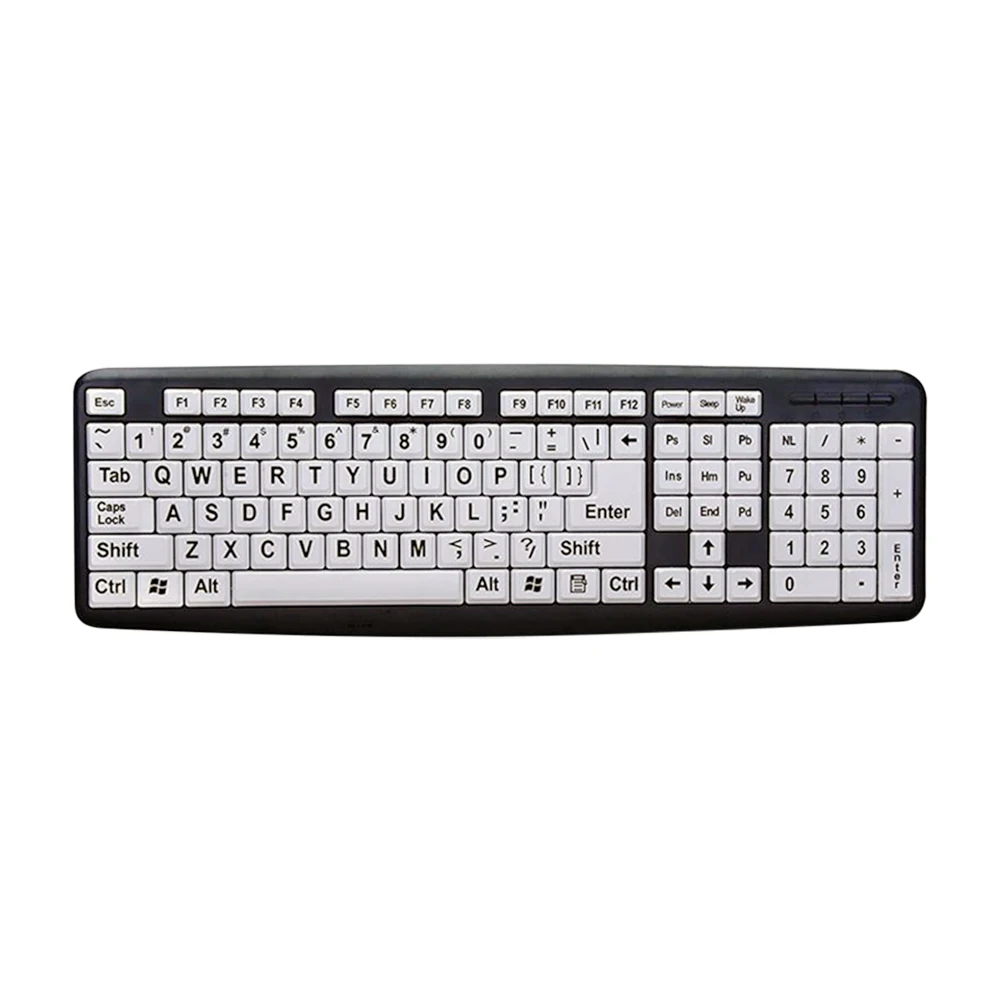 107 Key USB Wired Big Print Keyboard for Elder Old People Designed for People With Visual Impairment