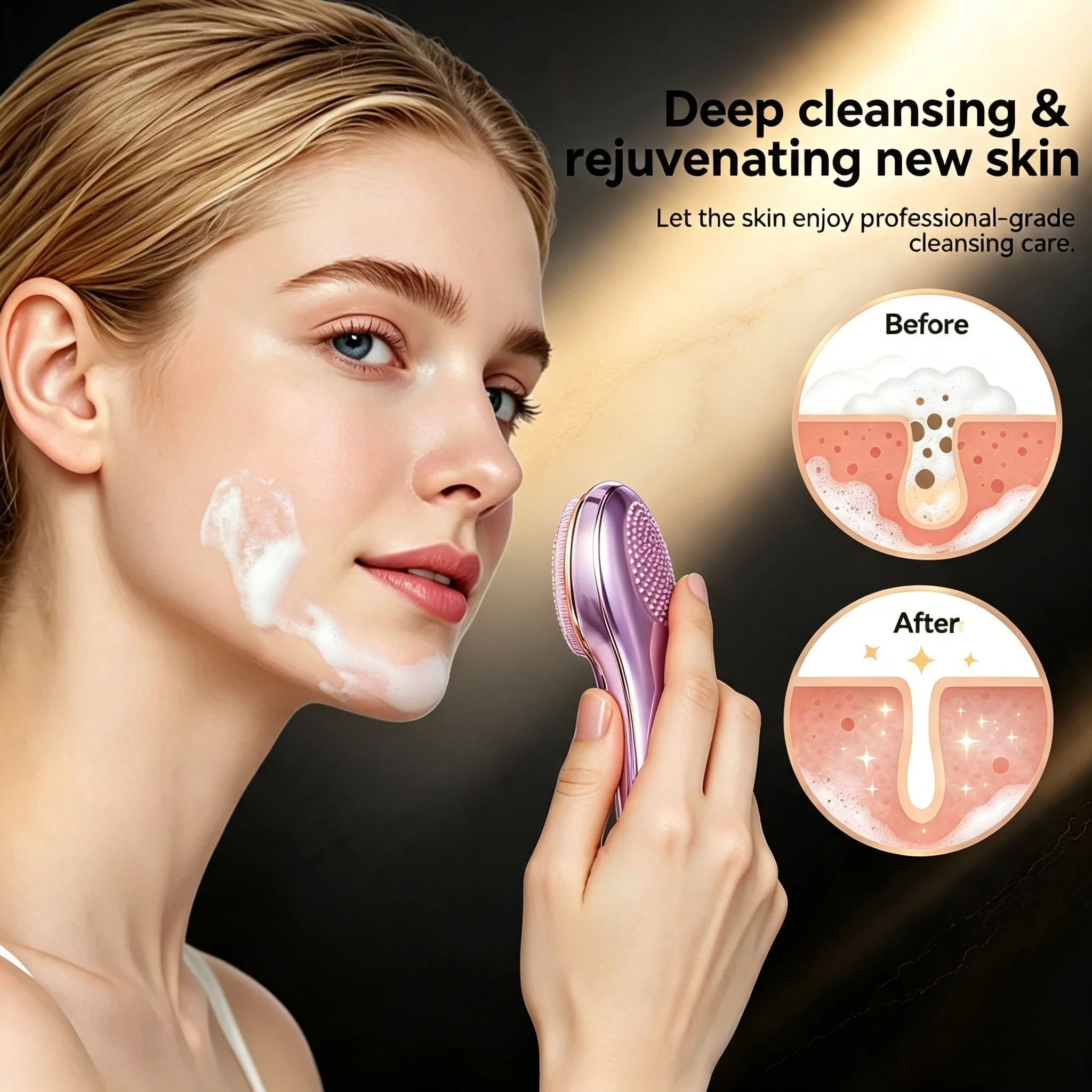 Advanced Electric Silicone Facial Cleansing Brush with Waterproof Design - Deep Cleansing Face Scrubber