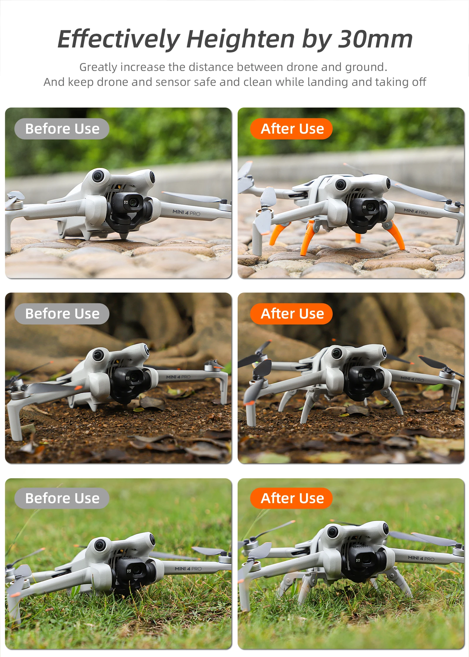 Pieds Araignée Rehausseurs pour Drone DJI Mini 3 Pro - 30mm