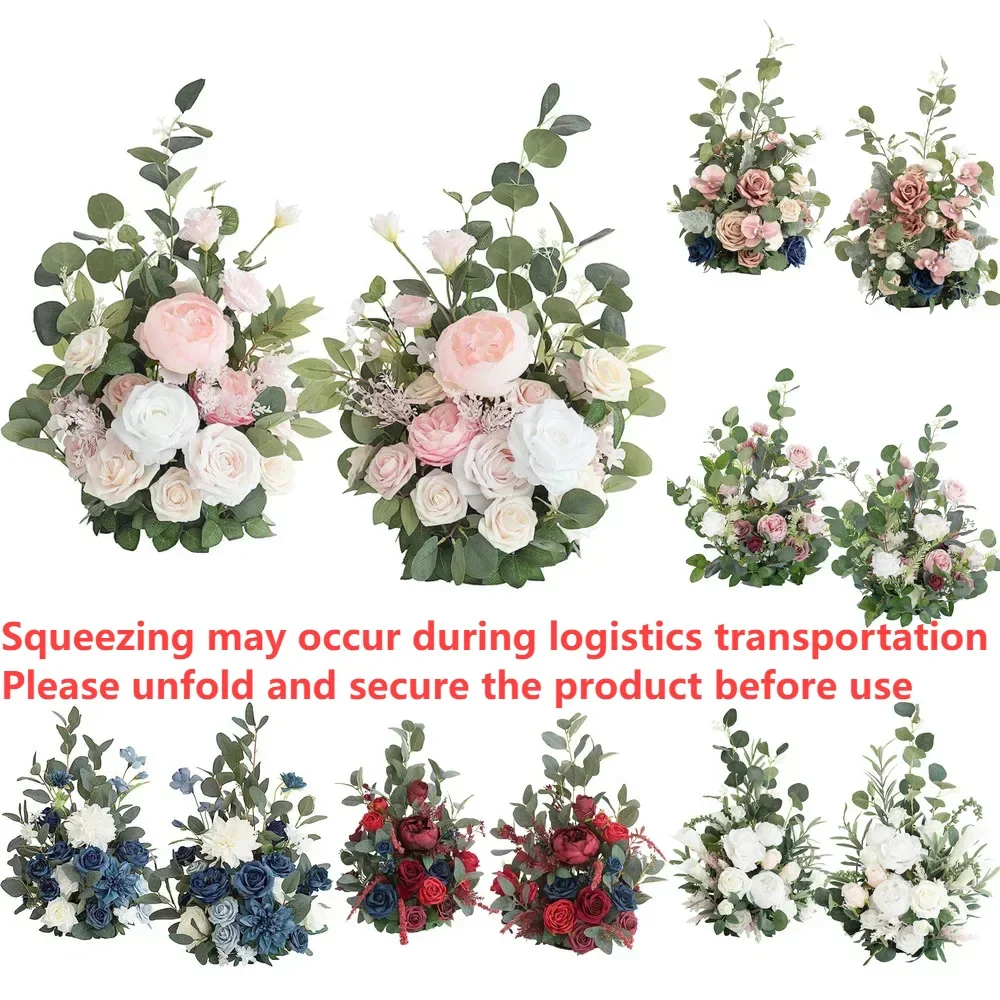 

2pcs Simulation Flower Silk Plastic Artificial Flower Peony Rose Backdrop Welcome Sign Road Lead Wedding Party Decorative Flower