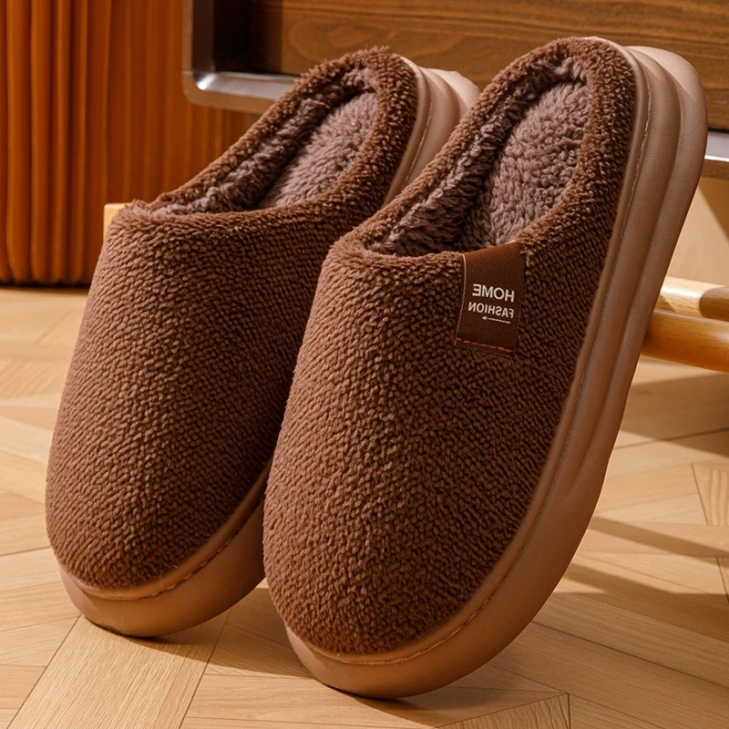Casual Closed Toe Cotton Slippers Women Soft Thick Bottom Plush Slippers for Woman Light Indoor Anti Slip Slides Female Winter