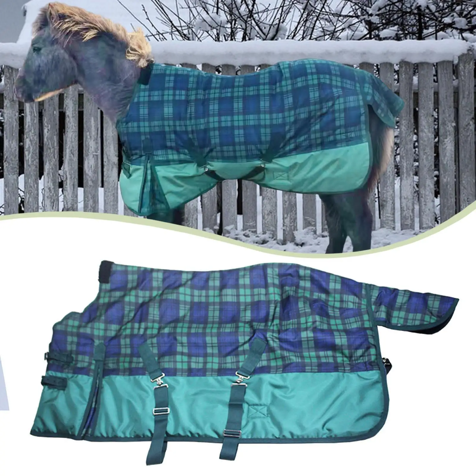 Winter Horse Blanket Easy to Install Breathable, Waterproof, Warm 1680D Oxford Cloth, Horse Sheet, Turnout Blanket, Belly Wrap