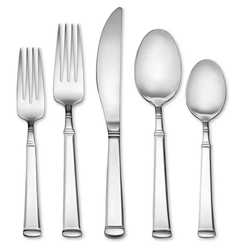

Avenue - 20 Piece Flatware Set, Service for 4 Gold utensil Wood utensil set Plastic plates reusable Chopstick set Travel silverw