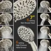 7" Premium High Pressure 3-Way Rainfall Combo for Best of Both Worlds - Enjoy Luxury 6-Setting Rain Showerhead 3