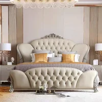 Lit double nordique 180x200cm avec tête de lit, cadre de lit complet pour chambre à coucher, ensemble de meubles de chambre à coucher royale ﻿   Luxe 2