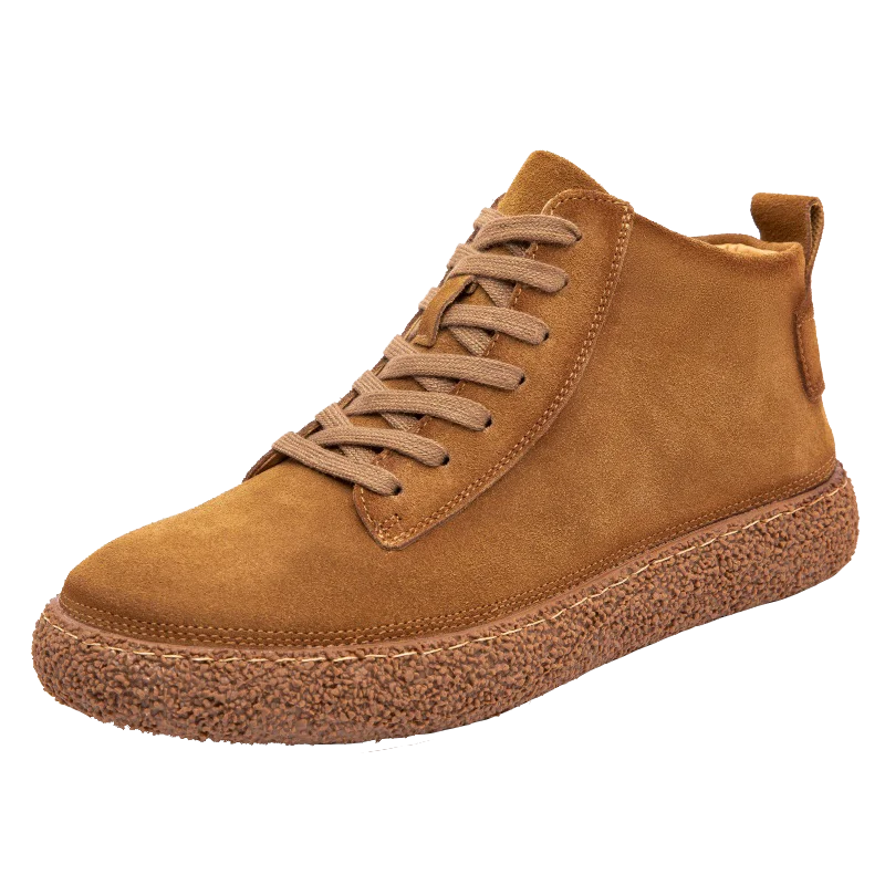 

Winter high top board shoes, men's leather thick soles, frosted casual shoes, British retro workwear shoes, warm and plush