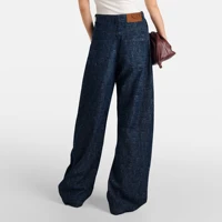 Women Pants Sets Denim Flared Trousers Fashion O Neck Coats Long Sleeve Zipper Casual Female Pants Suits Denim Streetwear Sets - Image 4
