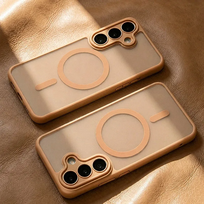 Translucent Shockproof Phone Case with Magnetic Matte Back Cover