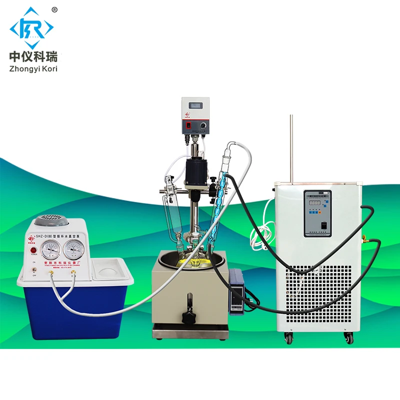 DF-1L heating mantle single layer glass reactor with laboratory Chemical reactor stirrer and Pyrex glass reactors price for sale