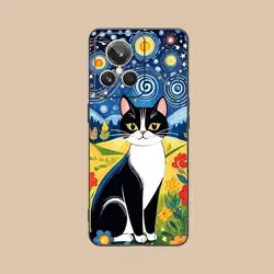 Charming Cat Design Matte TPU Phone Case with Colorful Printing for Realme 15 Lite (Black01)