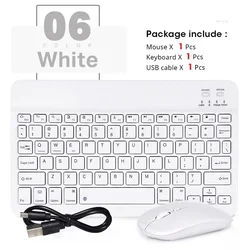 Multilingual Portable 10 Wireless Keyboard Set - Russian and English (White Set)