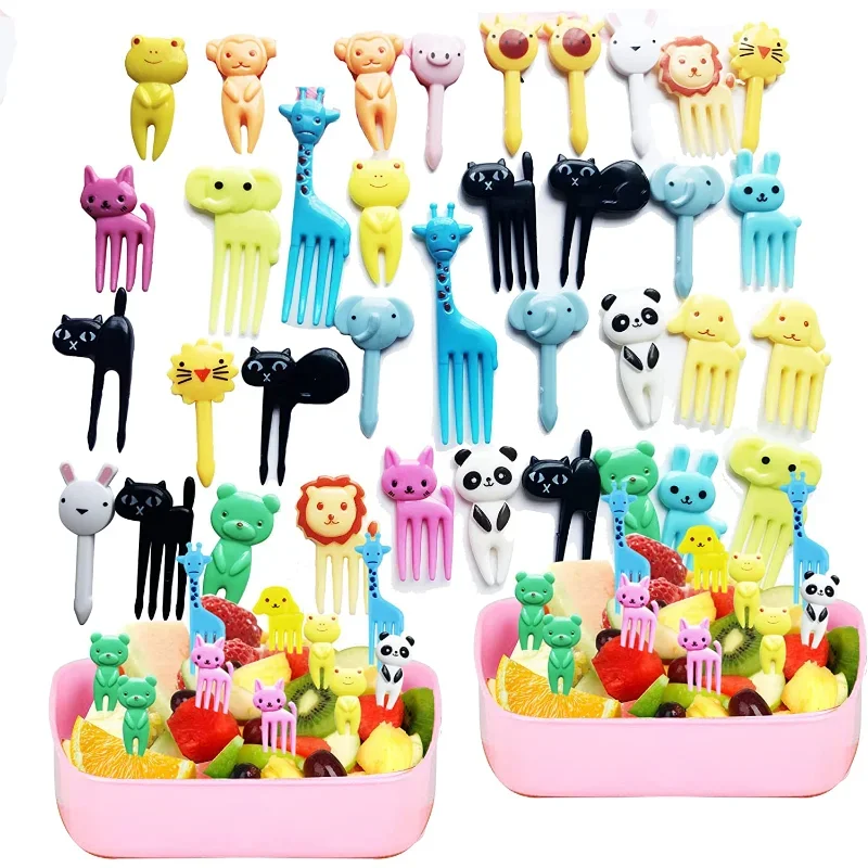 Animal Fruit Fork Set Cartoon Food Picks Snack Cake Dessert Food Stick Toothpick For Kids Bento Box Accessories Child Tableware fruit fork,food picks,food toothpicks
