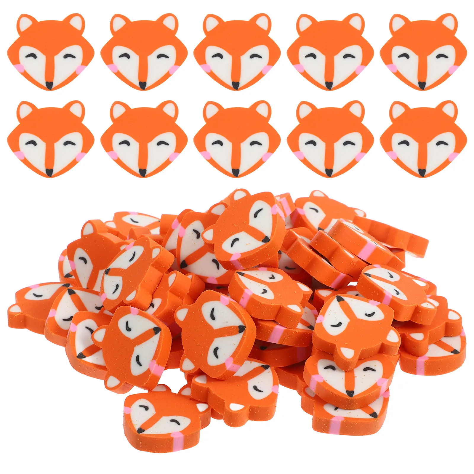 50Pcs 휴대용 폭스 지우개 안전한 Tpr 소재 귀여운 디자인 밝은 학생 문구 드로잉 스케치 지우개