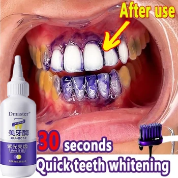 V34 roxo creme dental clareamento dos dentes enzima remover manchas de placa higiene oral limpeza ferramentas dentárias respiração fresca beleza saúde