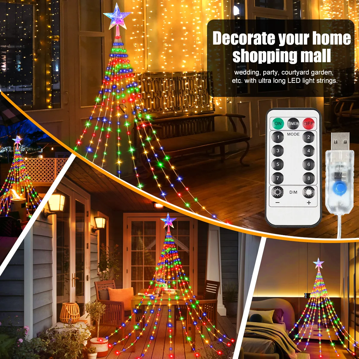 LED Outdoor Waterproof Fairy String Lights with 8 Modes for Garden and Party Decor