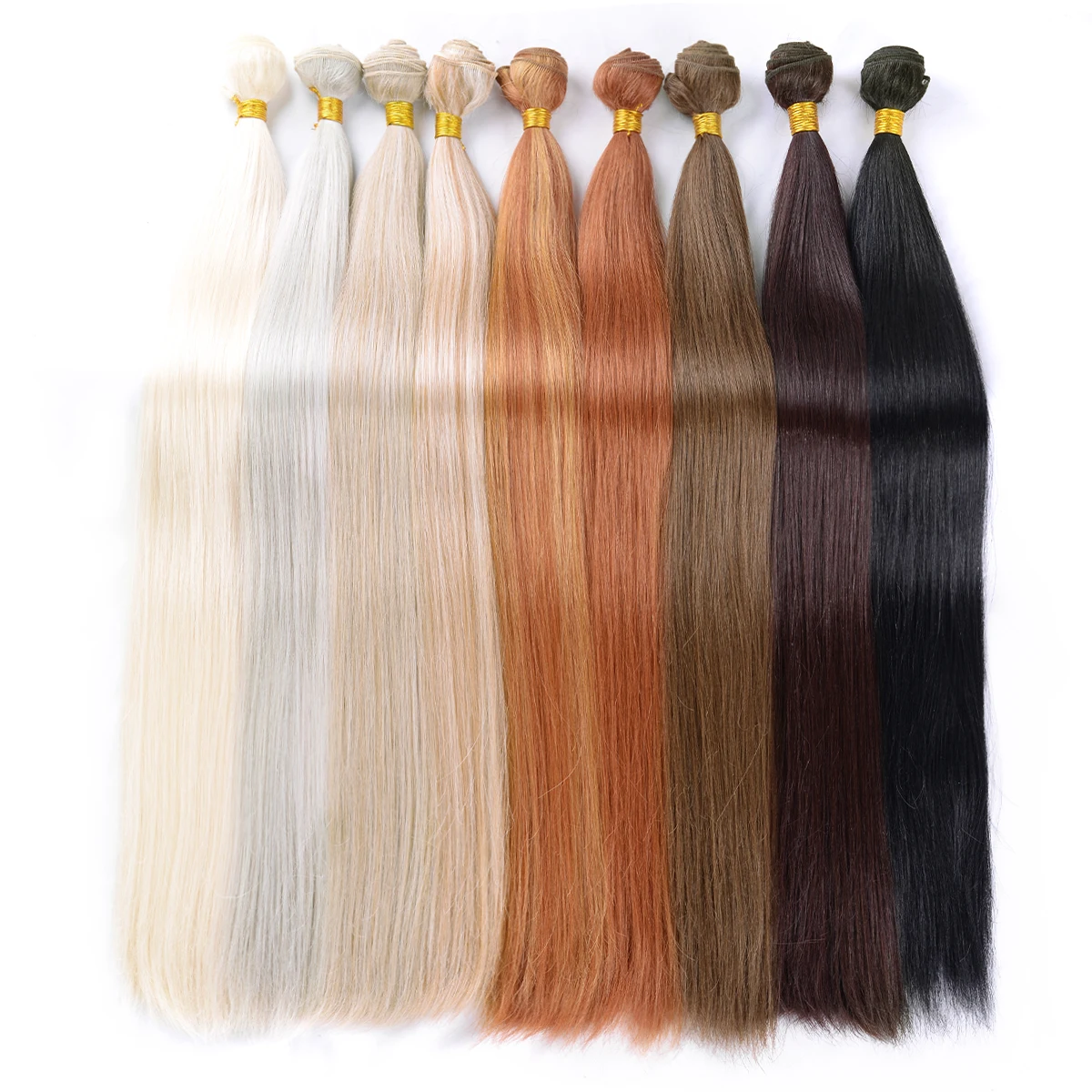 Synthetic Long Straight Hair Bundles Extensions Heat Resistant 24Inch Super Long Synthetic Straight Hair Bundles Full to End