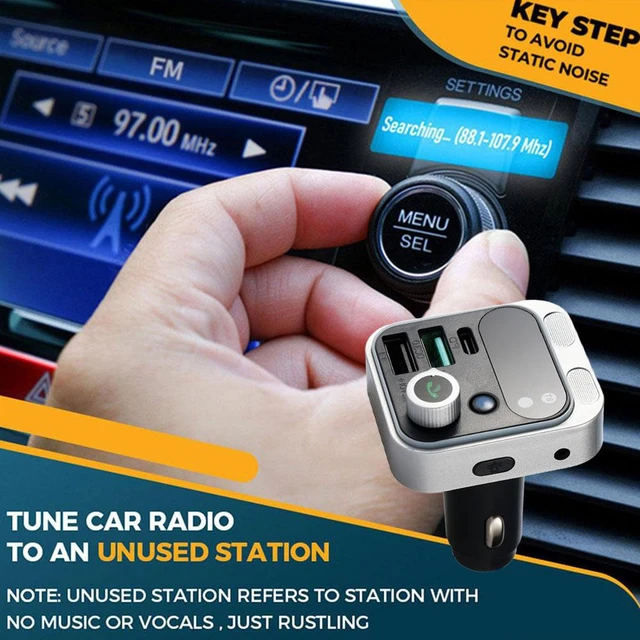 Comprar Transmisor FM Bluetooth para coche, micrófonos duales más potentes,  sonido de graves profundos, cargador de coche PD&QC3.0 de 48W, adaptador  Bluetooth