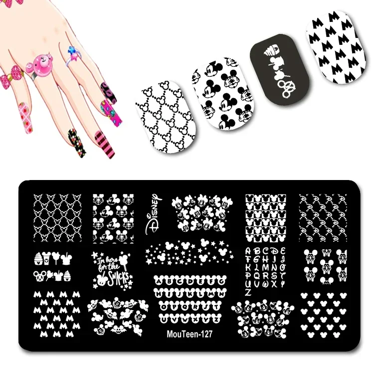 Plaque Stamping Nail Art Disney Mickey Minnie | MouTeen-127