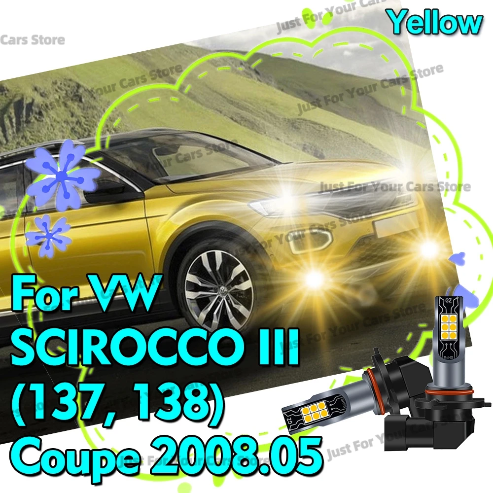 2x 무선 LED 안개등 3000K 노란색 램프 전구 VW SCIROCCO 3 Mk3 III (137, 138) 쿠페 2008 2009 2010 2011 2012 2013 2014용